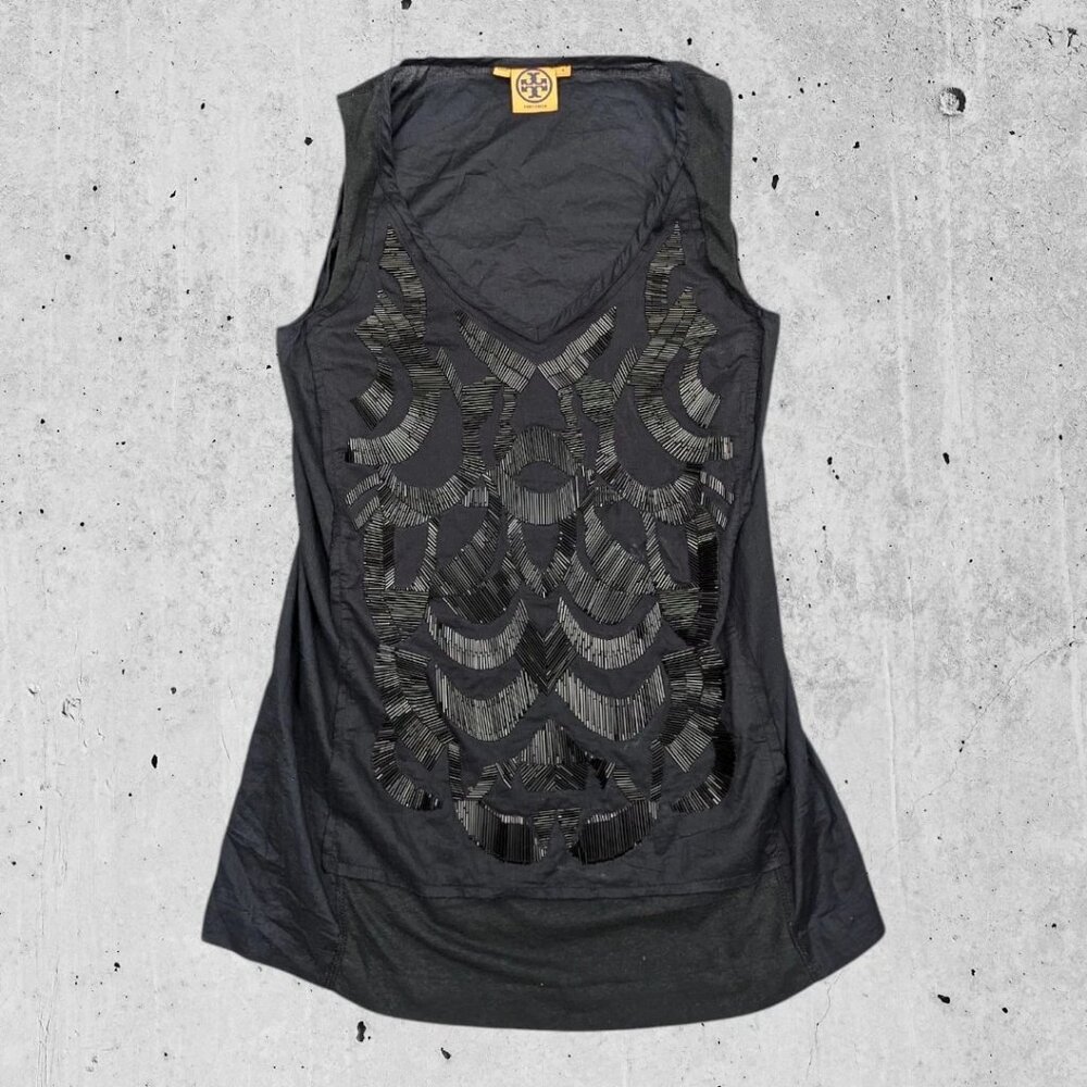 Women TORY BURCH Shell Beaded Embellished Tank Top Shirt Size 4
